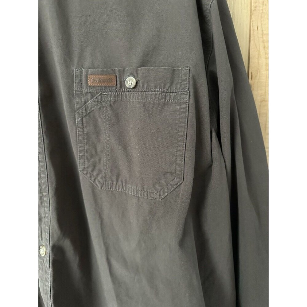 Carhartt 3X Work Shirt Heavy Long Sleeve Button Up / Light Jacket Gray XXXL VTG - Picture 2 of 5